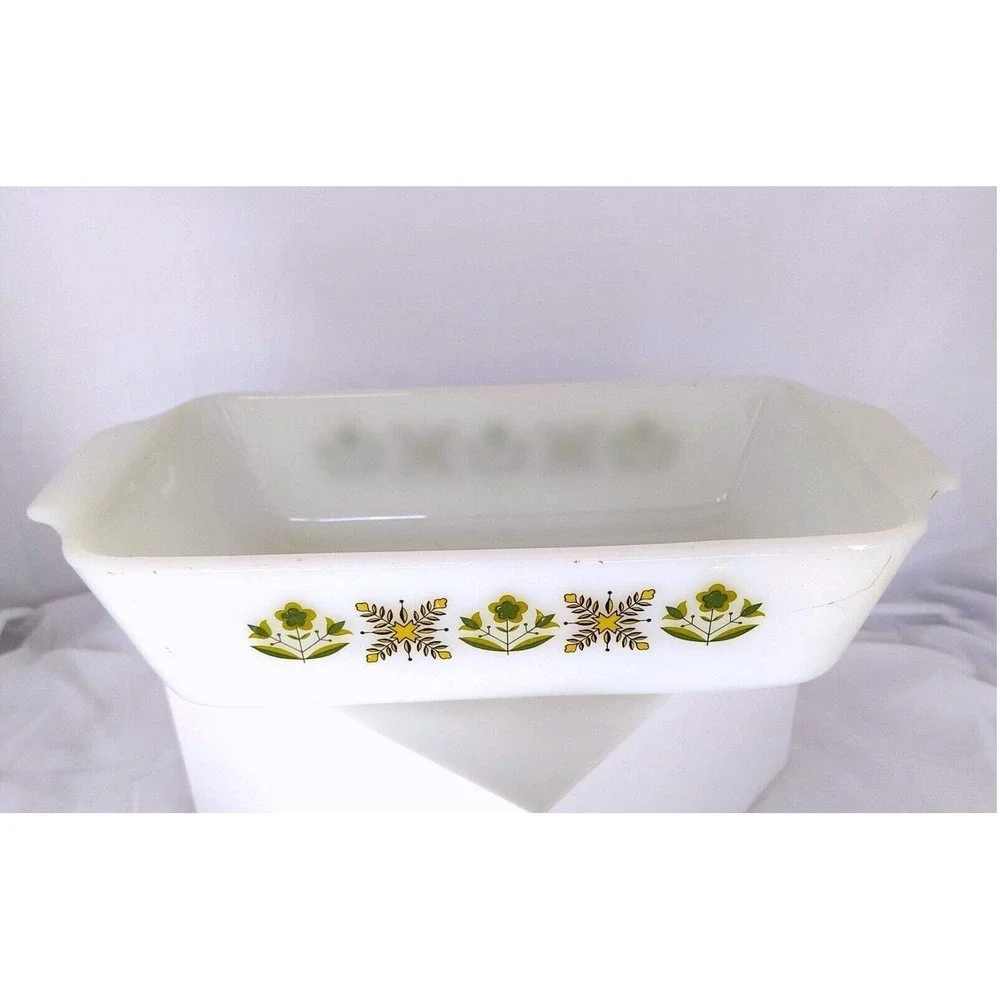 VINTAGE ANCHOR HOCKING Fire King Casserole‎ # 441 Meadow Green Loaf Pan 1 Qt
